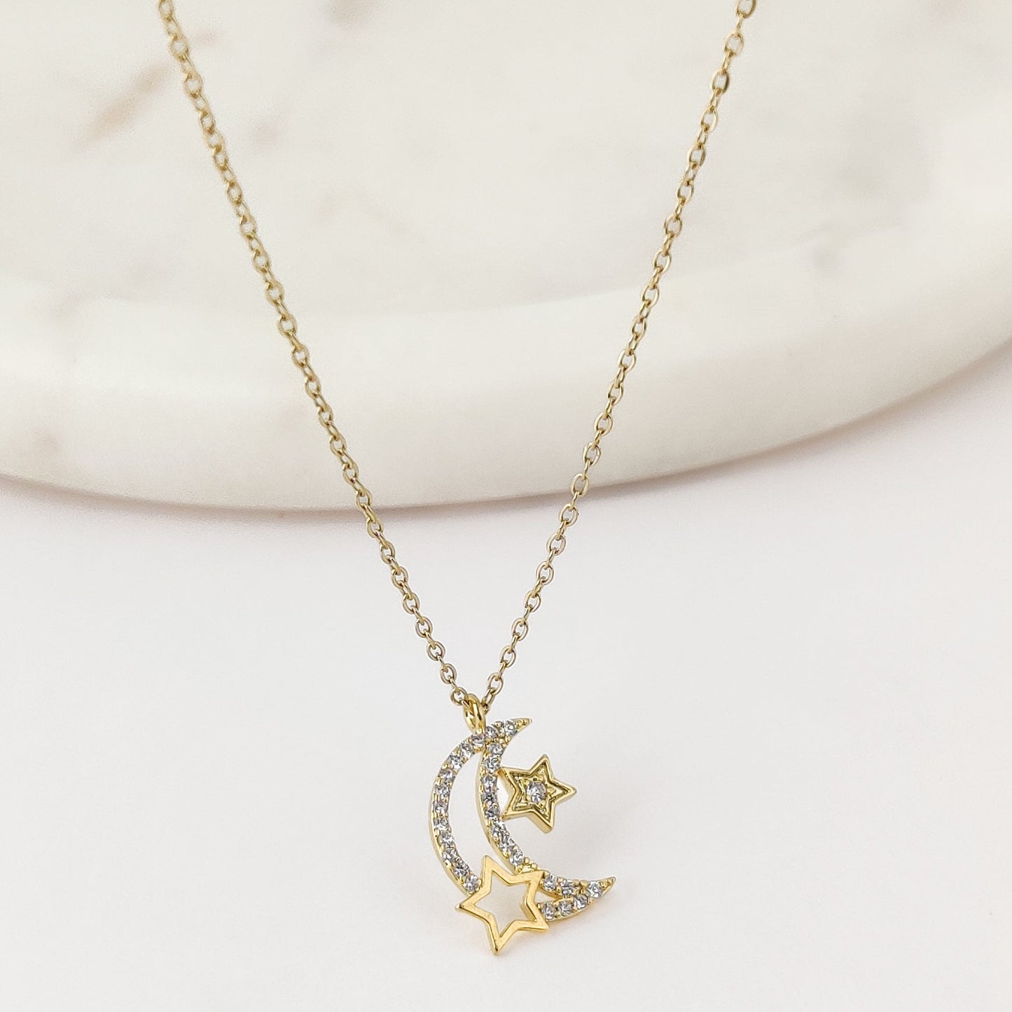 Star Moon Necklace (Gold)