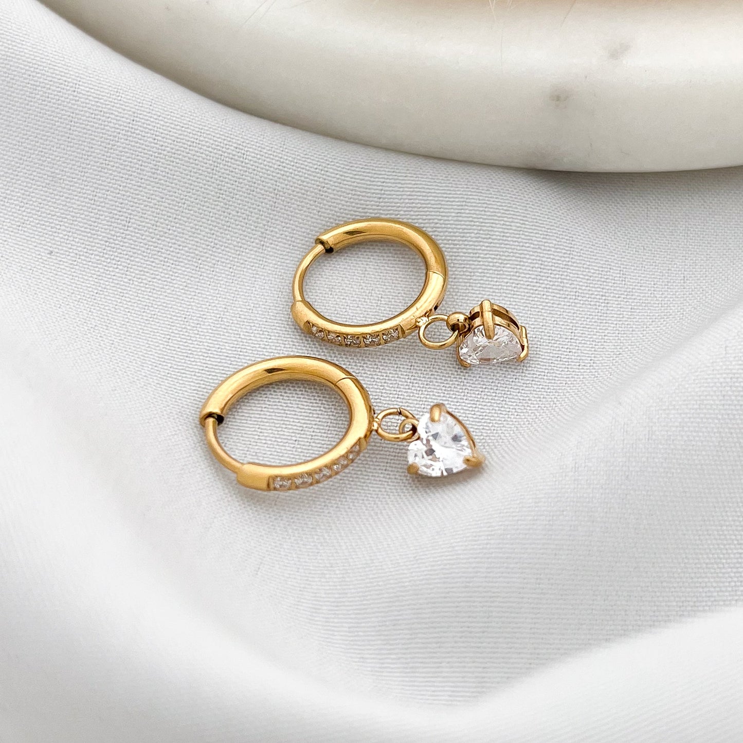 Mini Heart Charm Hoops