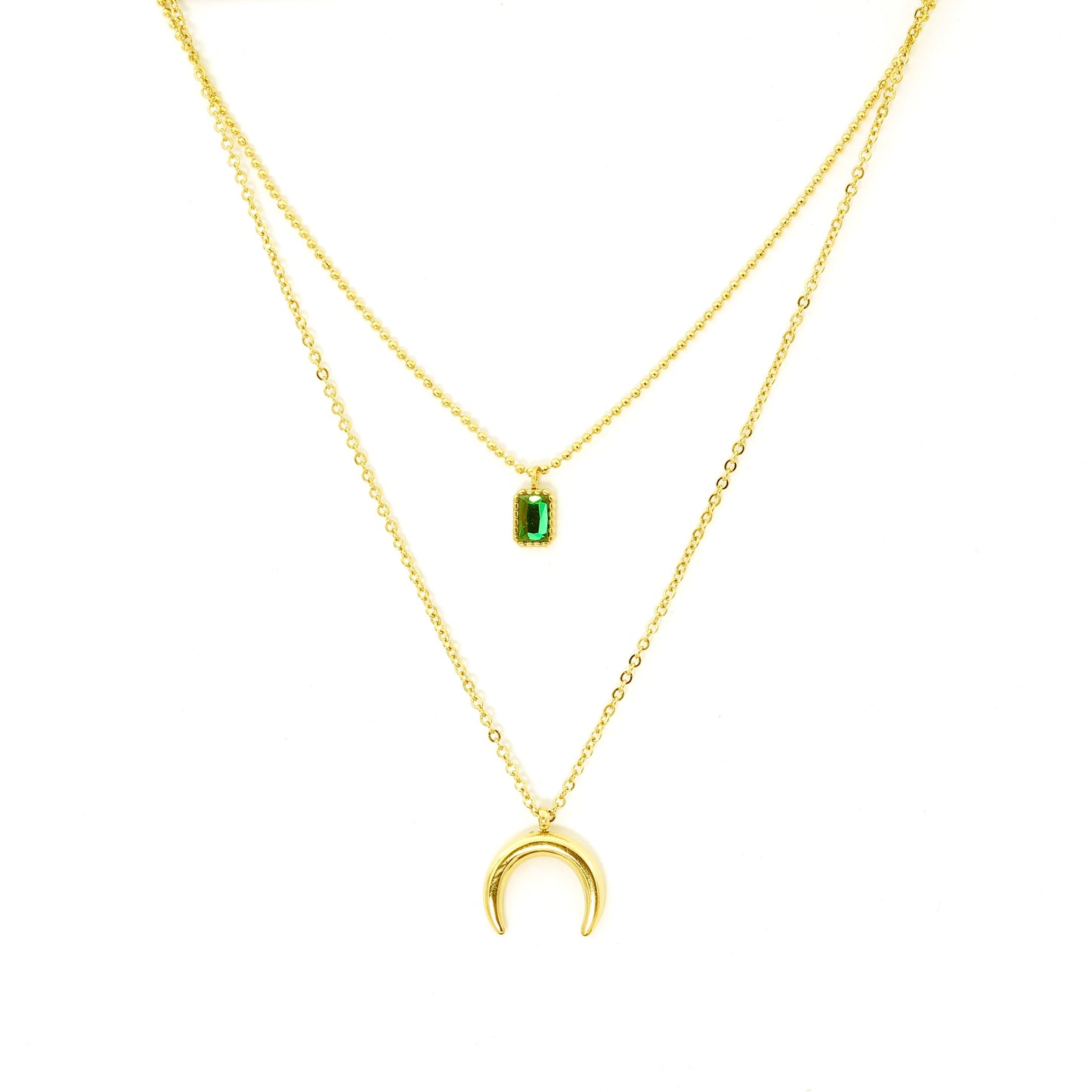 Emerald Moon Layered Necklace