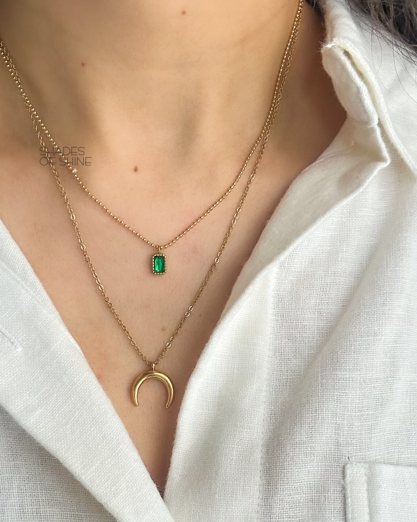 Emerald Moon Layered Necklace