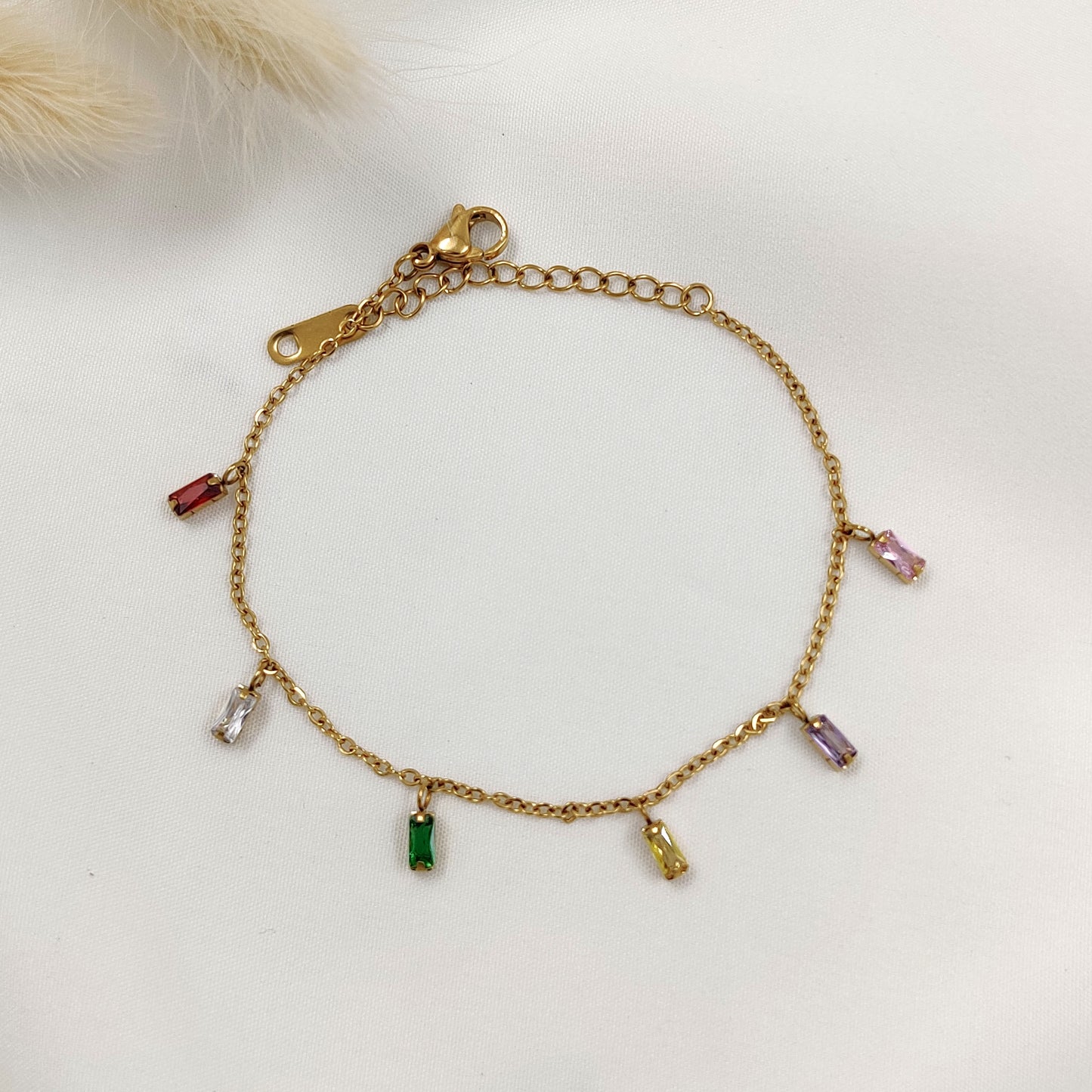 Rainbow Crystal Charm Bracelet