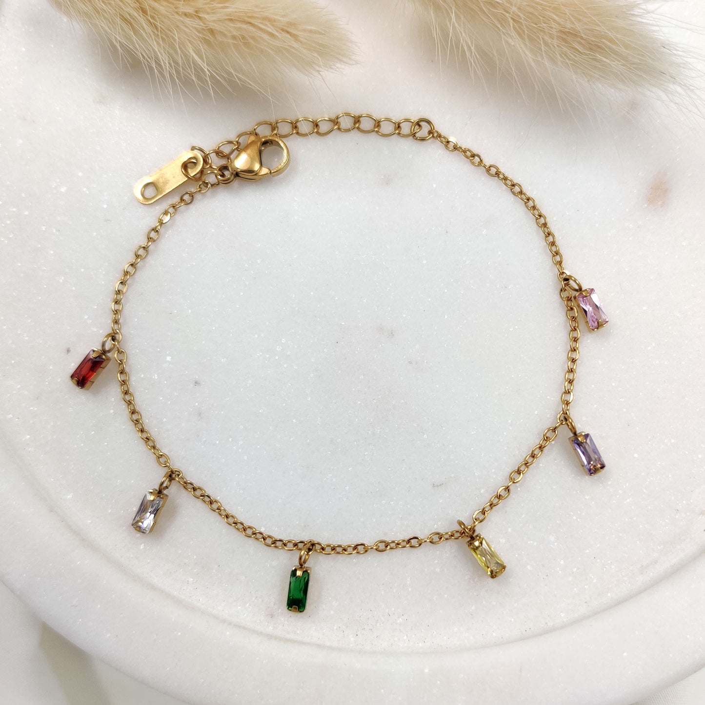 Rainbow Crystal Charm Bracelet