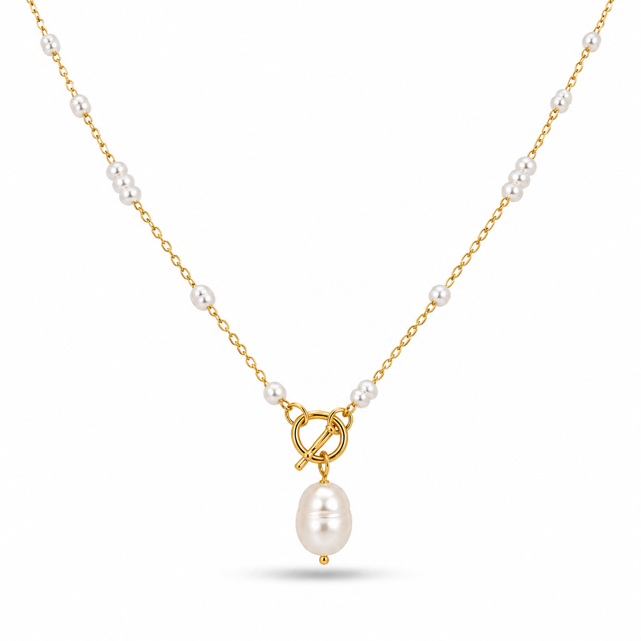 Golden Pearl Drop Necklace