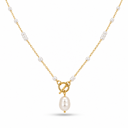 Golden Pearl Drop Necklace