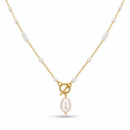 Golden Pearl Drop Necklace