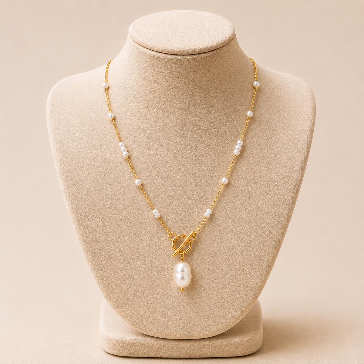 Golden Pearl Drop Necklace