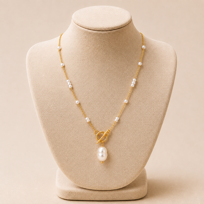 Golden Pearl Drop Necklace