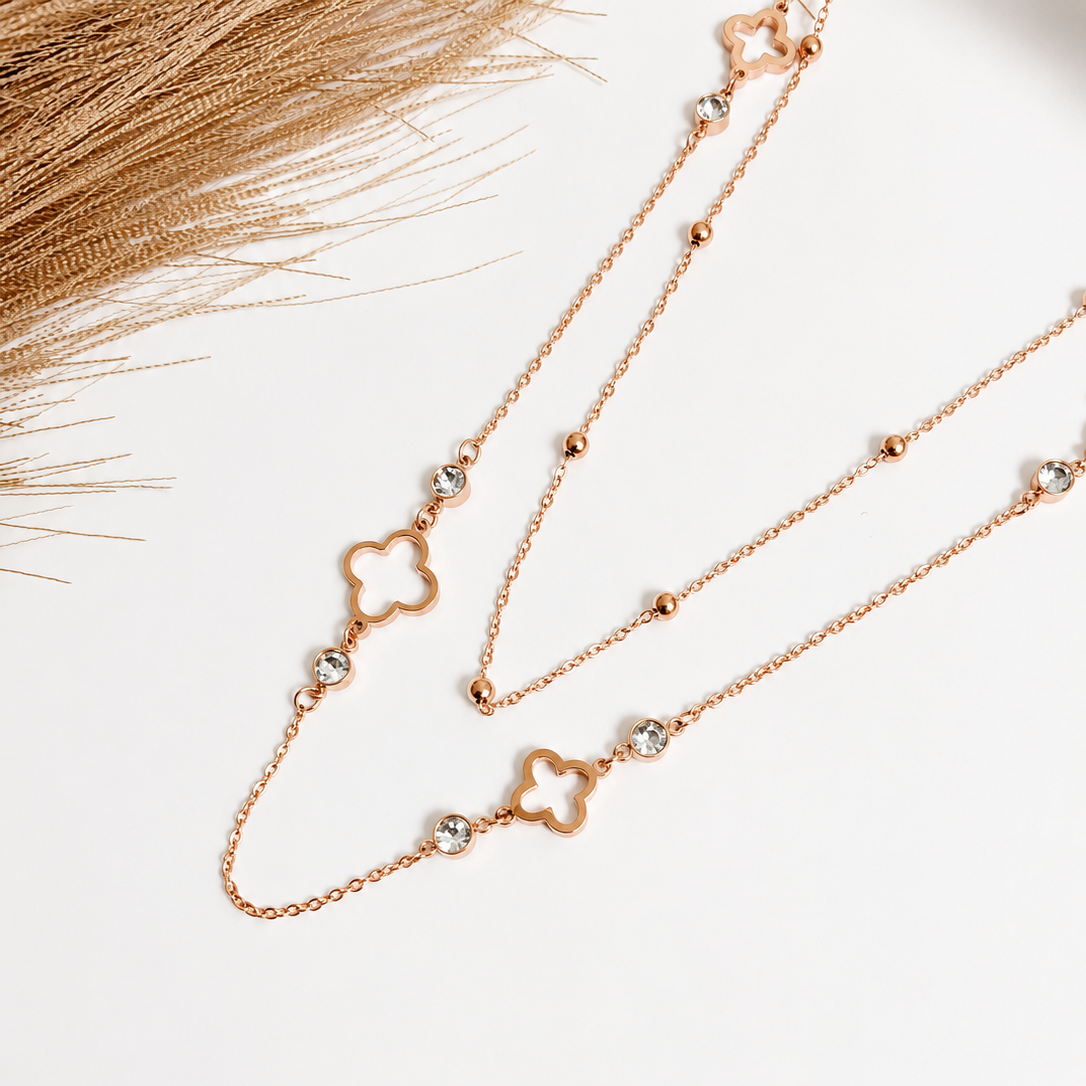 Clover Charm Duo Necklace