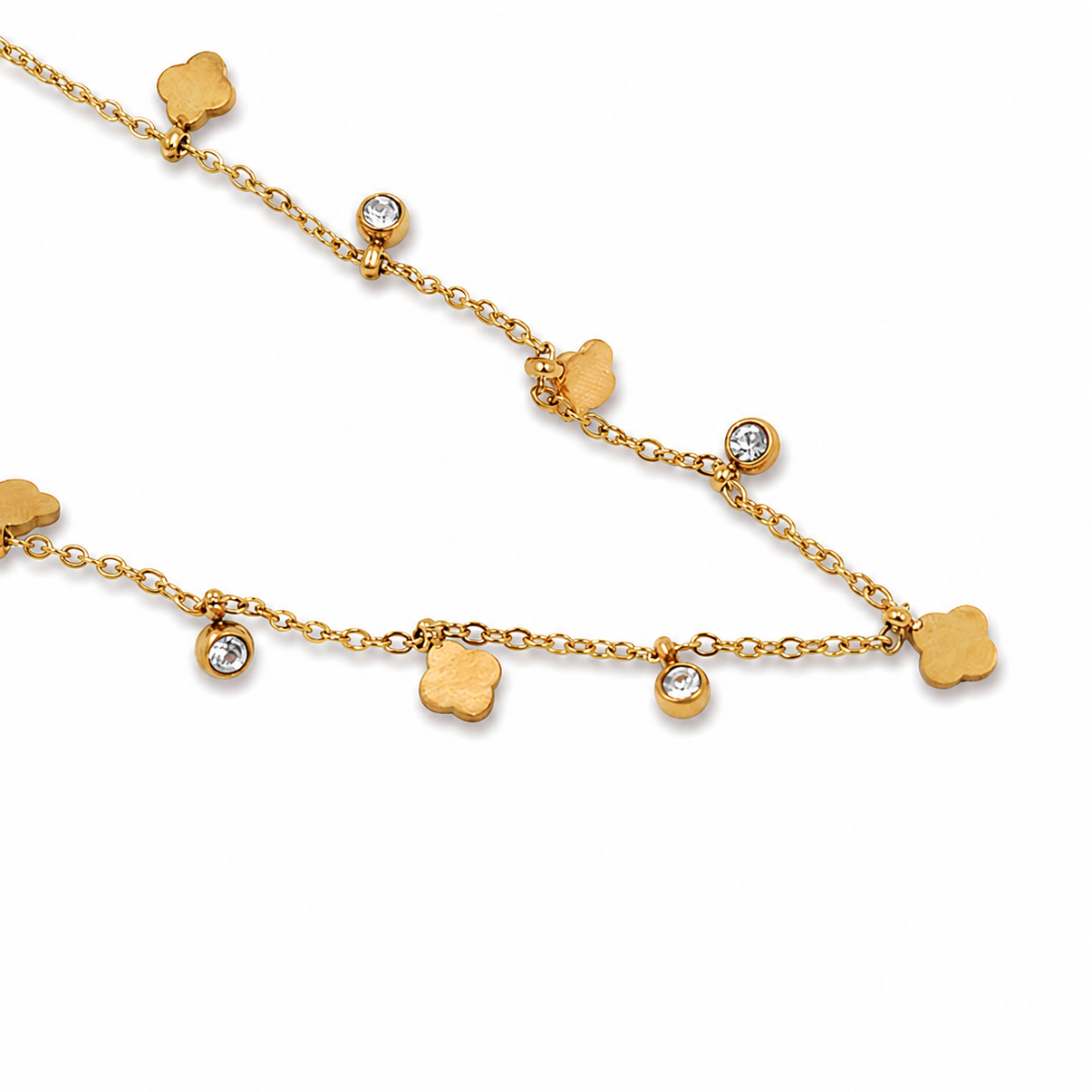 Crystal Clover Charm Necklace