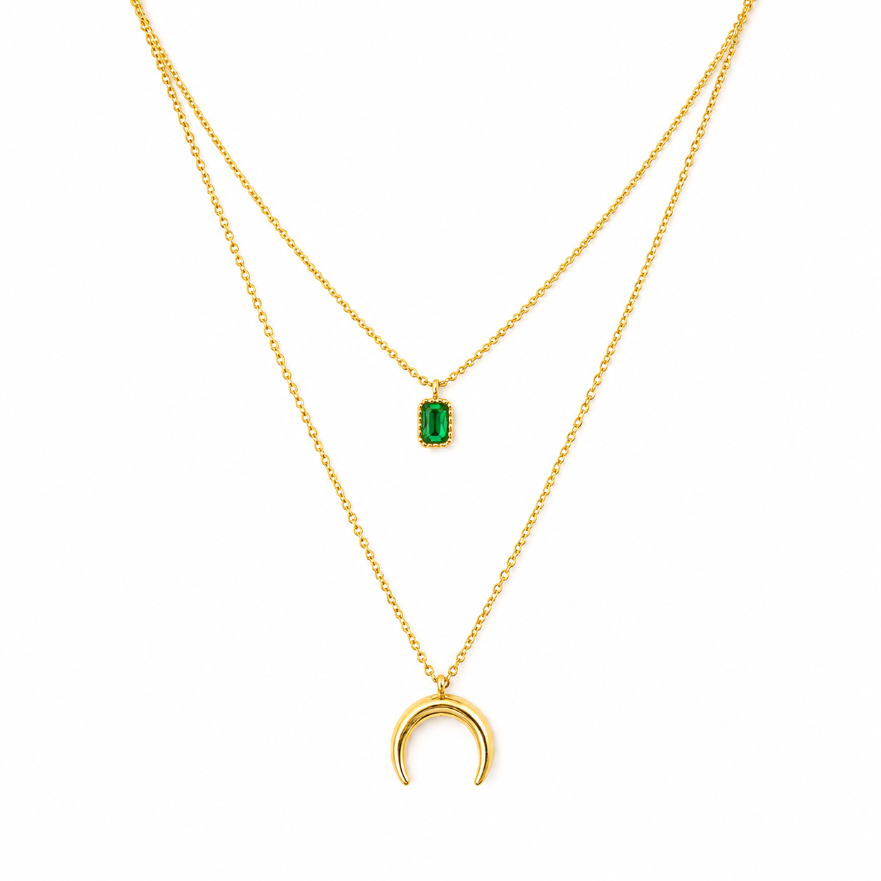 Emerald Moon Layered Necklace