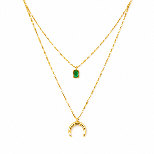 Emerald Moon Layered Necklace