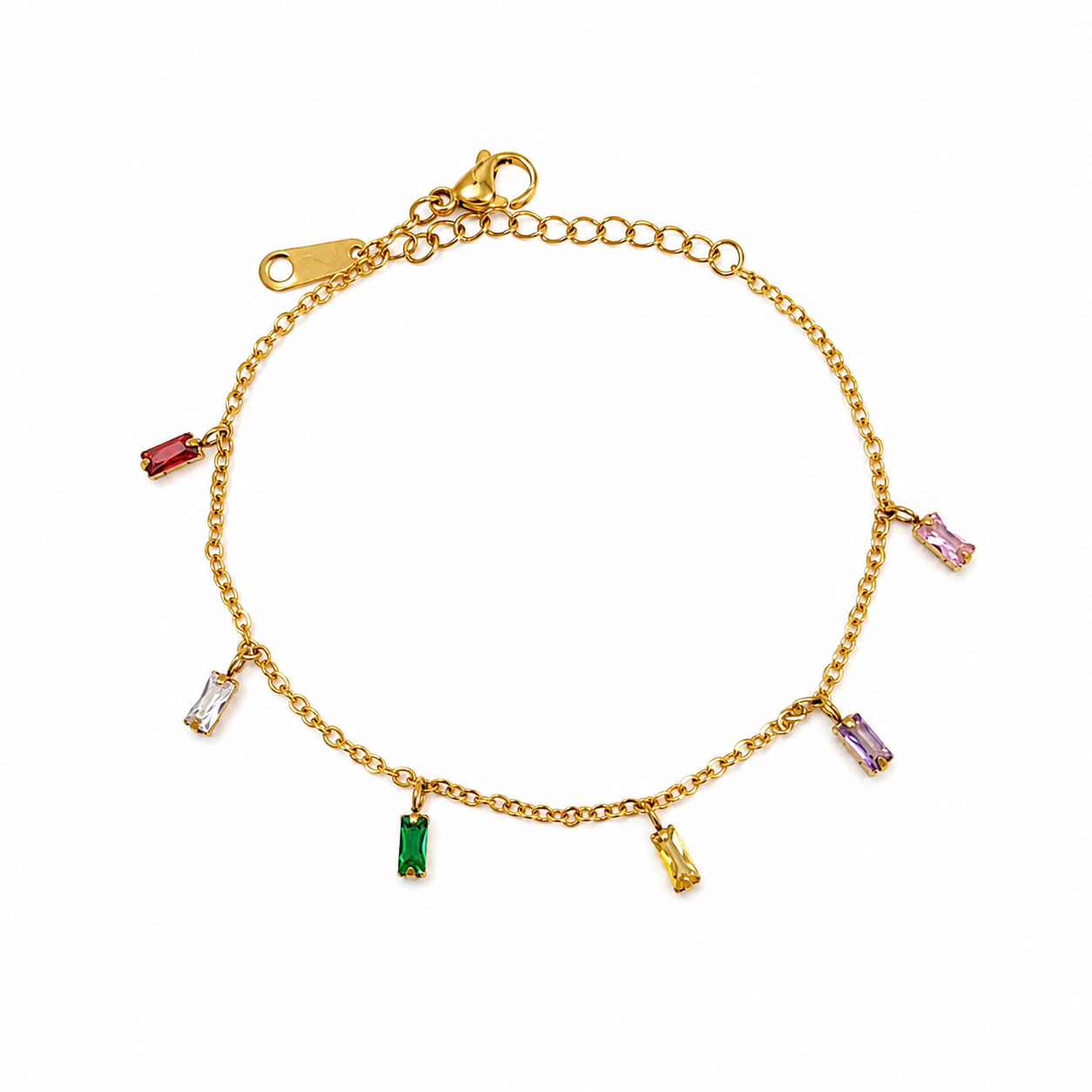 Rainbow Crystal Charm Bracelet