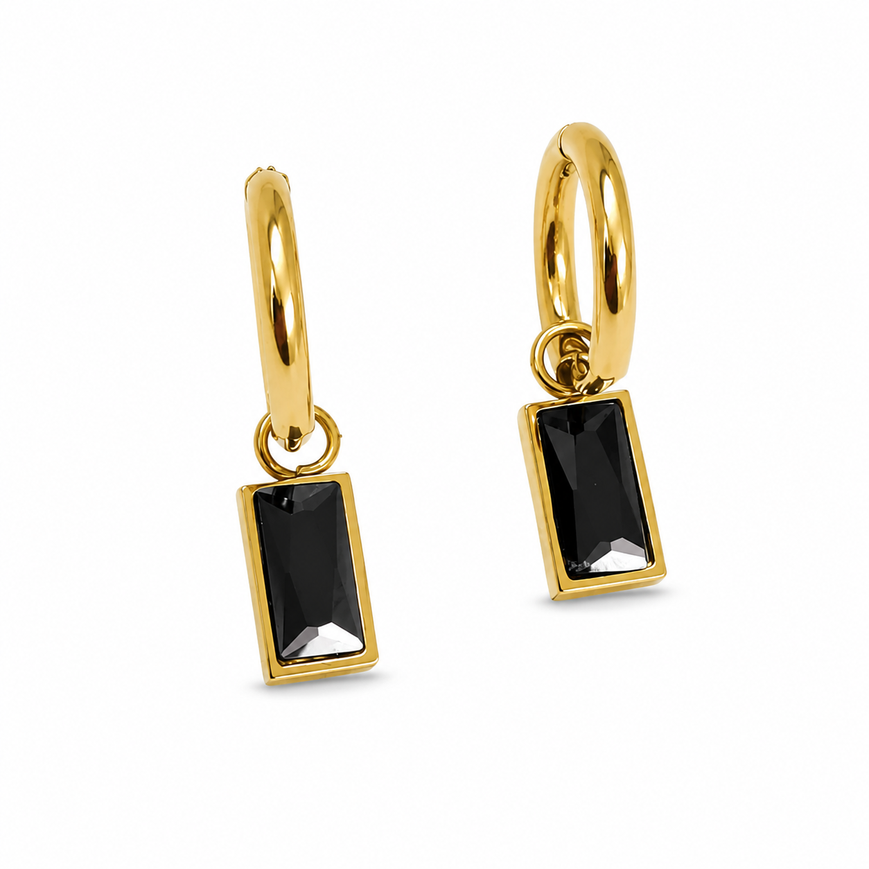 Macie Black Drop Hoops