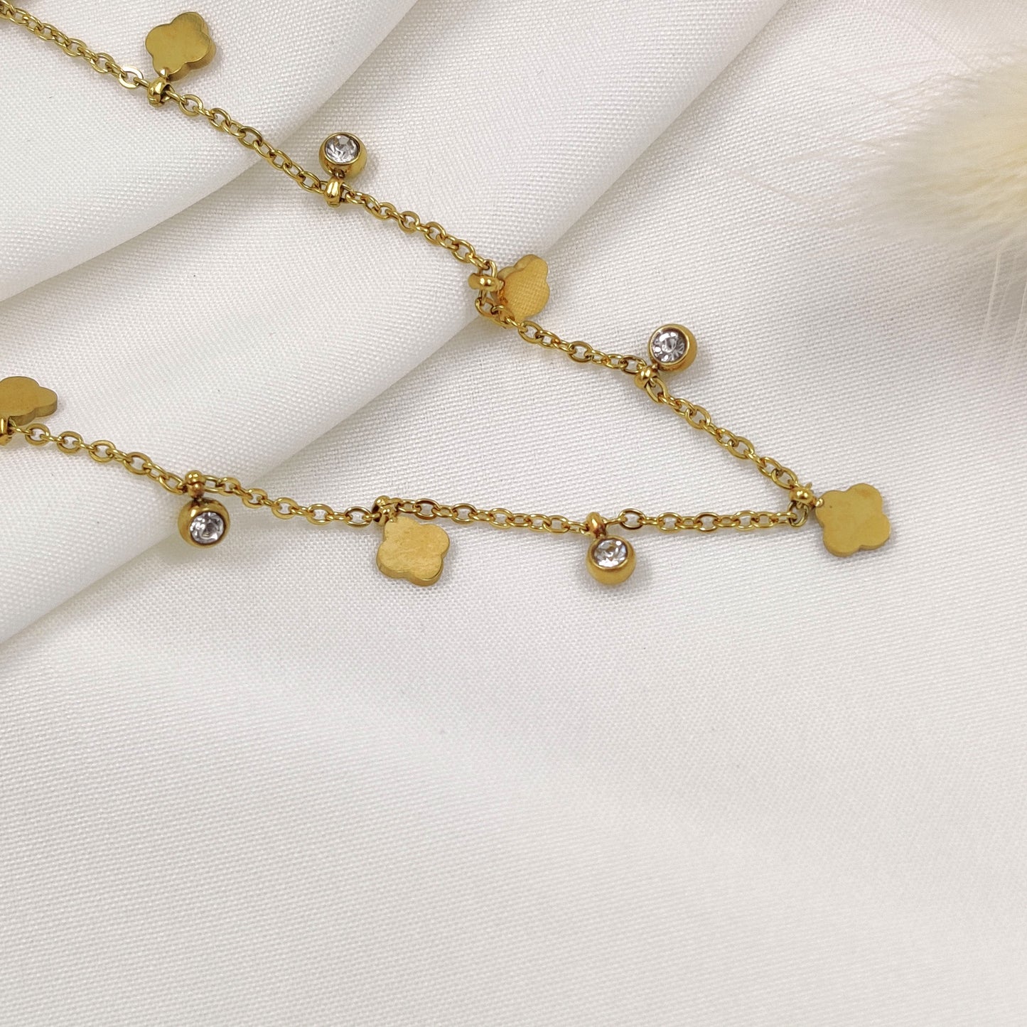 Crystal Clover Charm Necklace