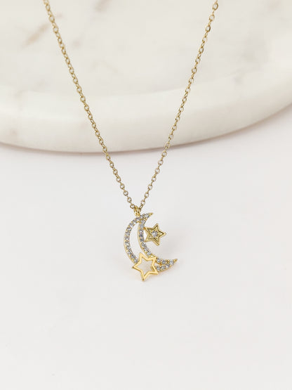 Star Moon Necklace (Gold)
