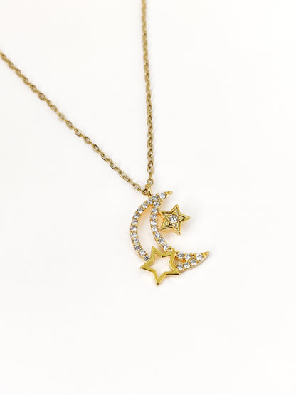 Star Moon Necklace (Gold)