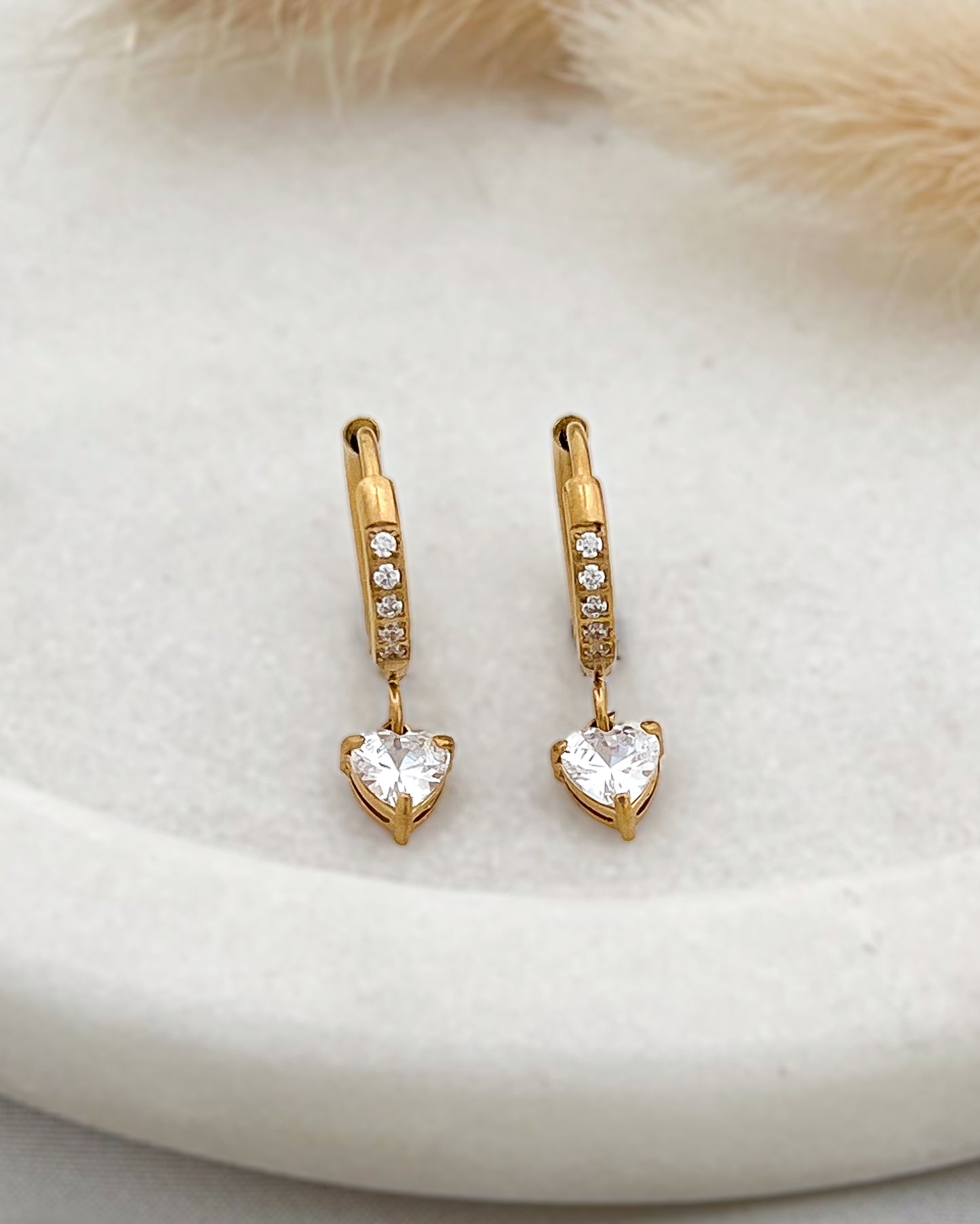 Mini Heart Charm Hoops