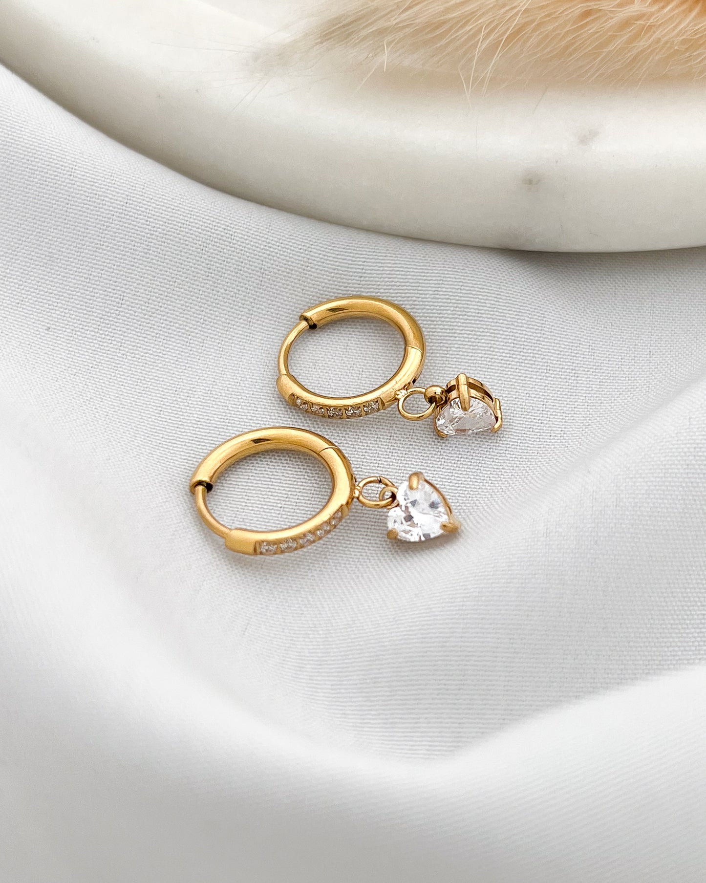 Mini Heart Charm Hoops